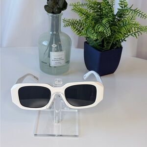 White Oversized Square Sunglasses with Black Lenses